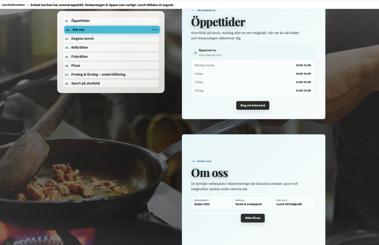 Restaurang Fisken information, öppettider och om oss